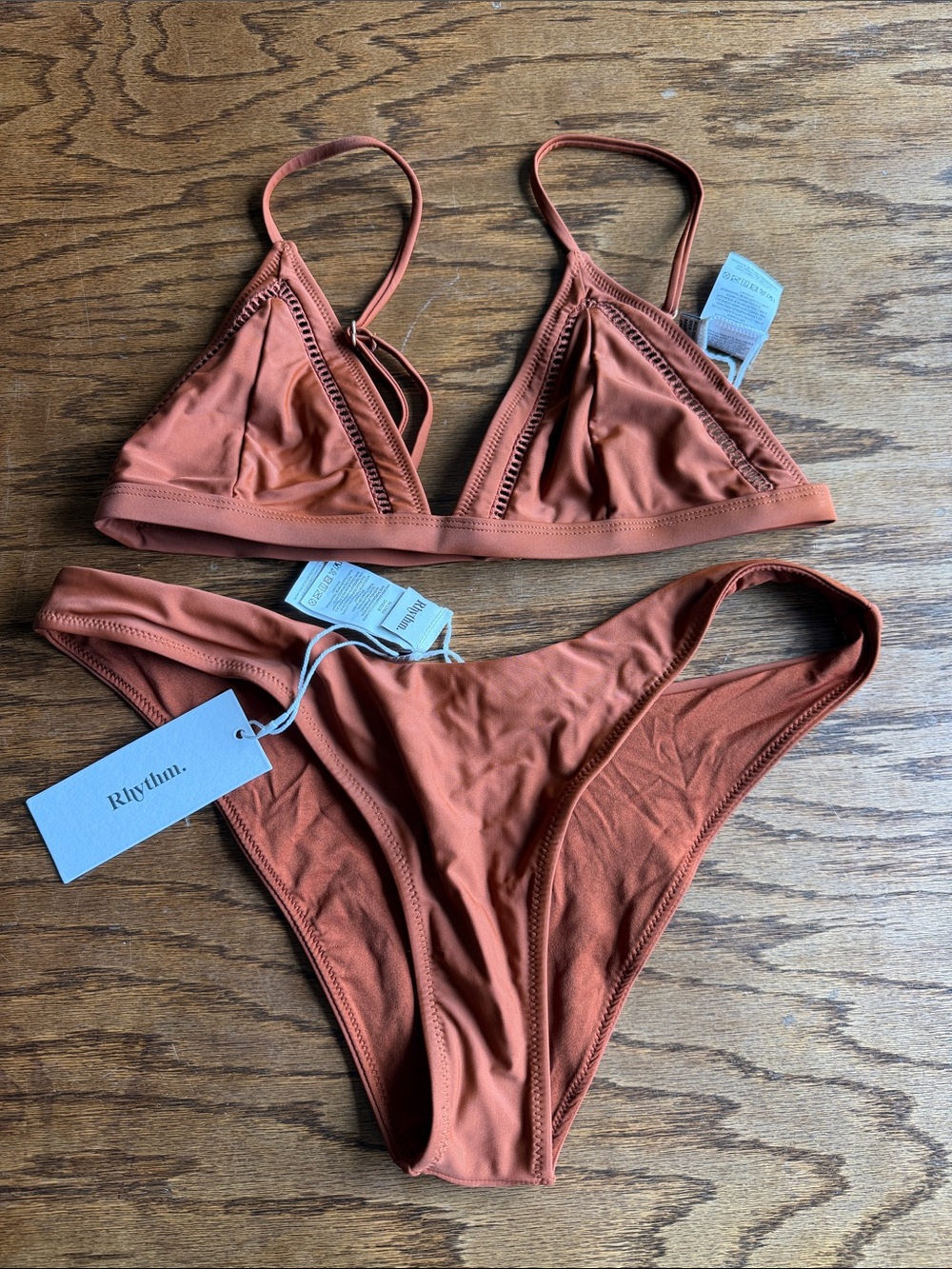 Rhythm. Rust Orange Triangle Bikini Set
